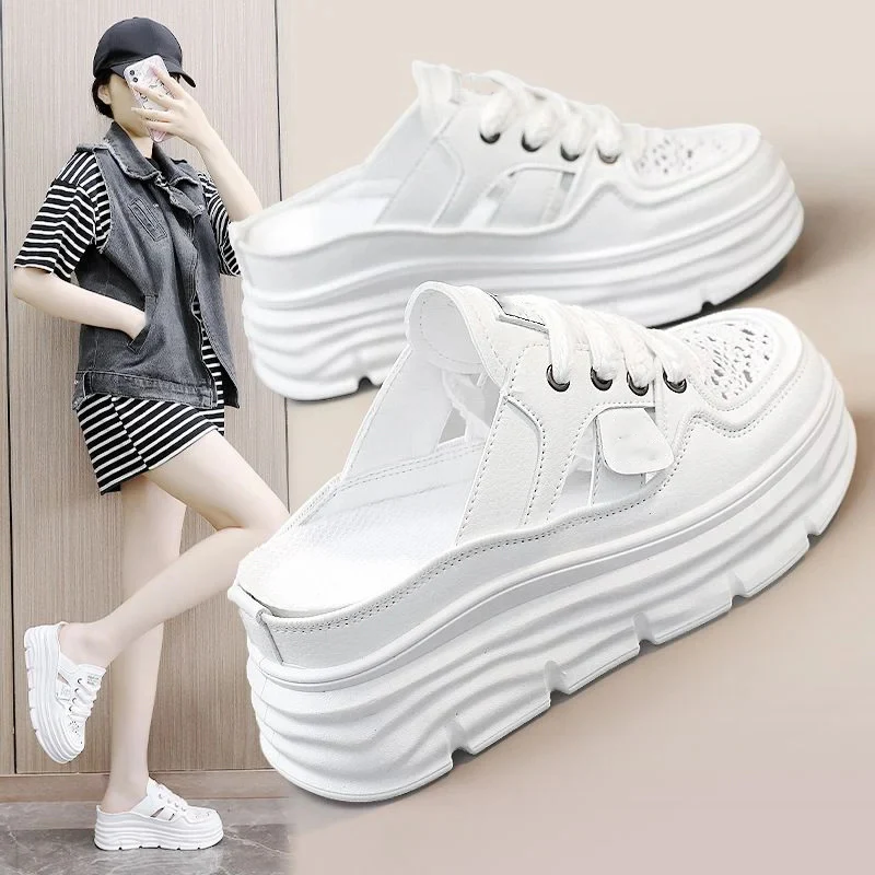 Lightweight Thick-sole Hollowed Breathable Shoes for Women - Image 4