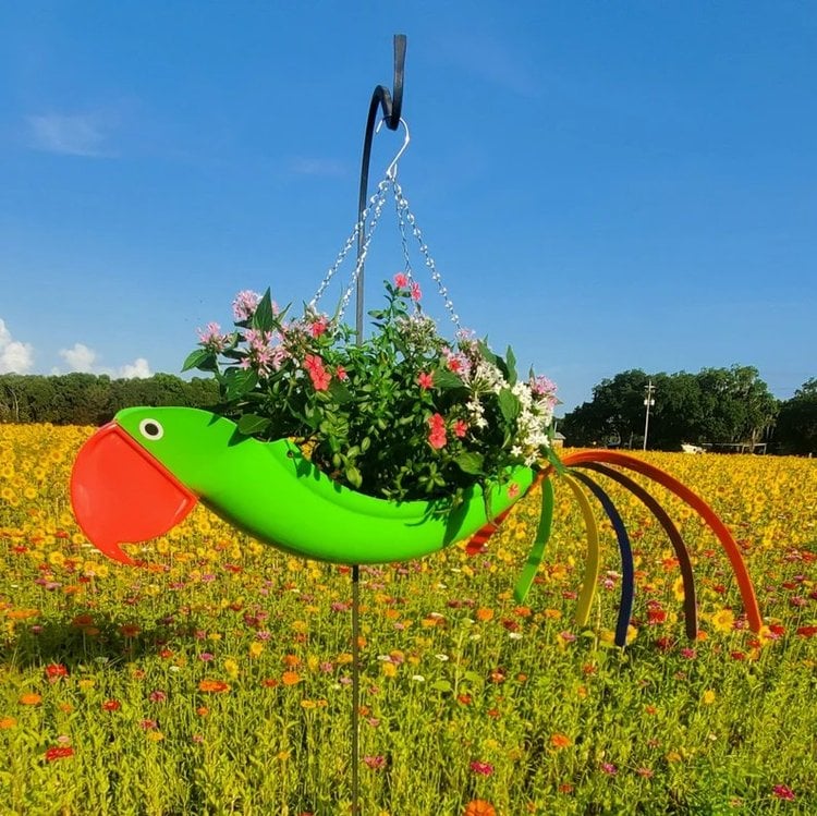 Colorful bird hanging planter - Image 10