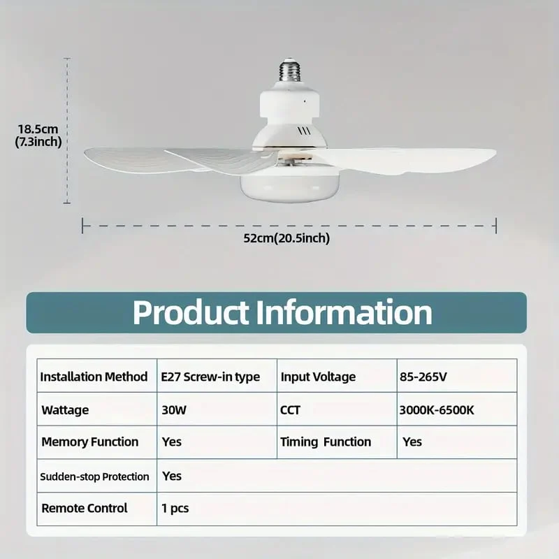 🔥Summer Sale 49% OFF🔥 Bright Cool Ceiling Socket Fan & Light with Remote Control - Image 11