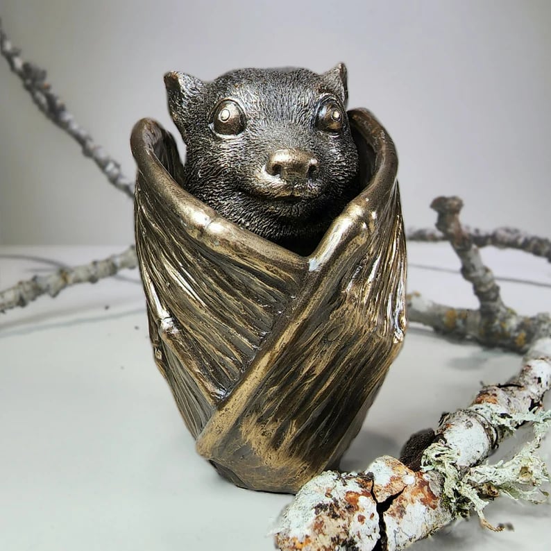 🦇💍Handmade🎁Bronze bat trinket cup, Gothic home decor, bat jewelry box - Image 3