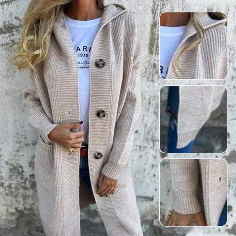 🌸Button-down cardigan with hood for women - Image 11