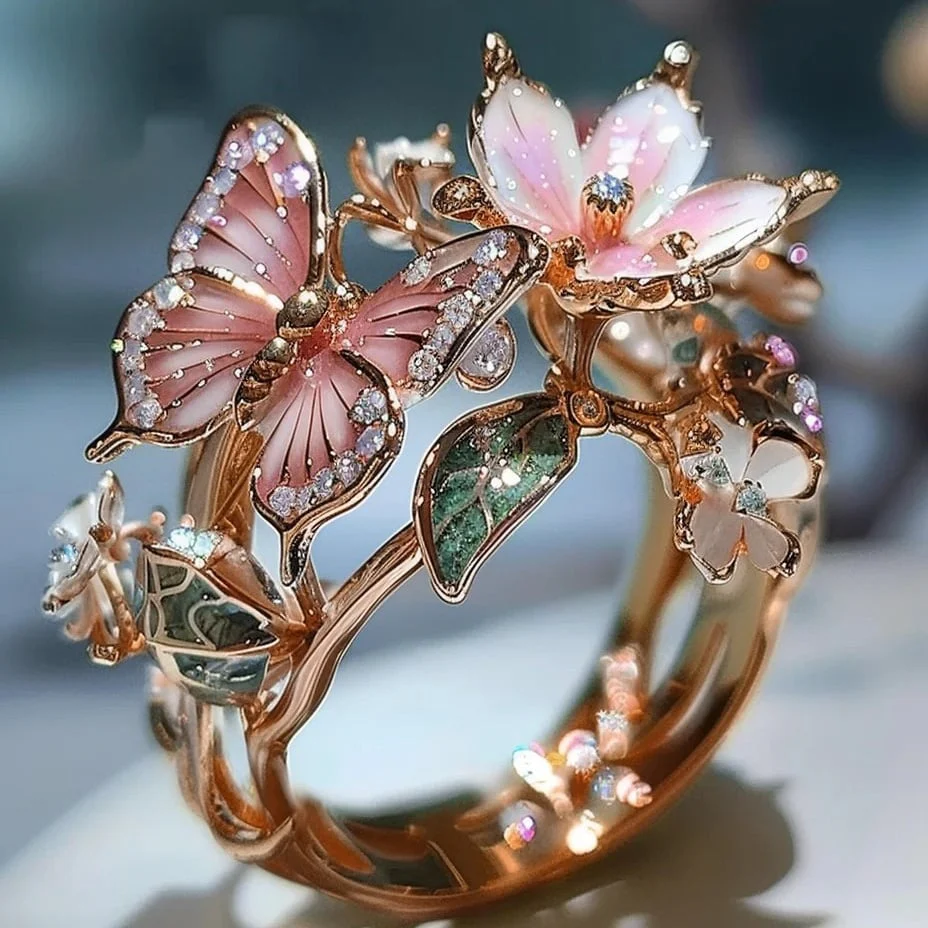 🔥Size Can Be Changed At Will 🌸Butterfly Flower Ring🌸 - Image 12