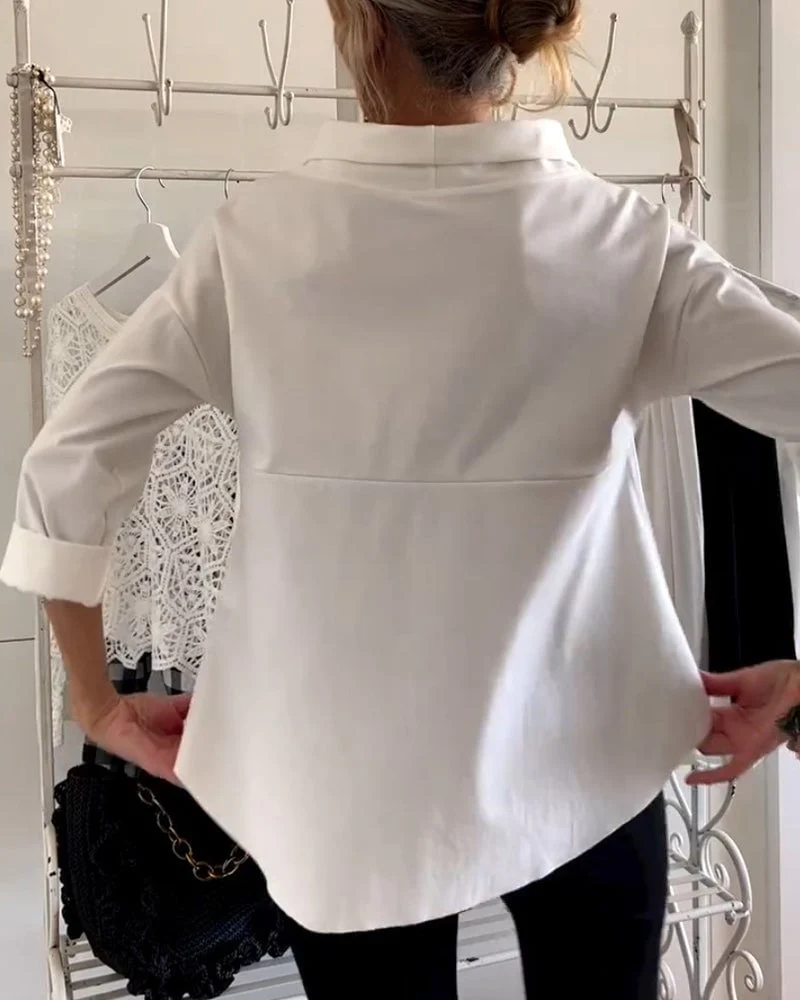 (BUY 2 FREE SHIPPING) Casual Wide Lapel Half Turtleneck Top - Image 9