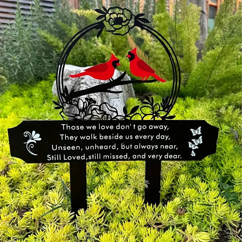 🐦Metal Cardinal Cemetery Memorial Stake💖 - Image 2