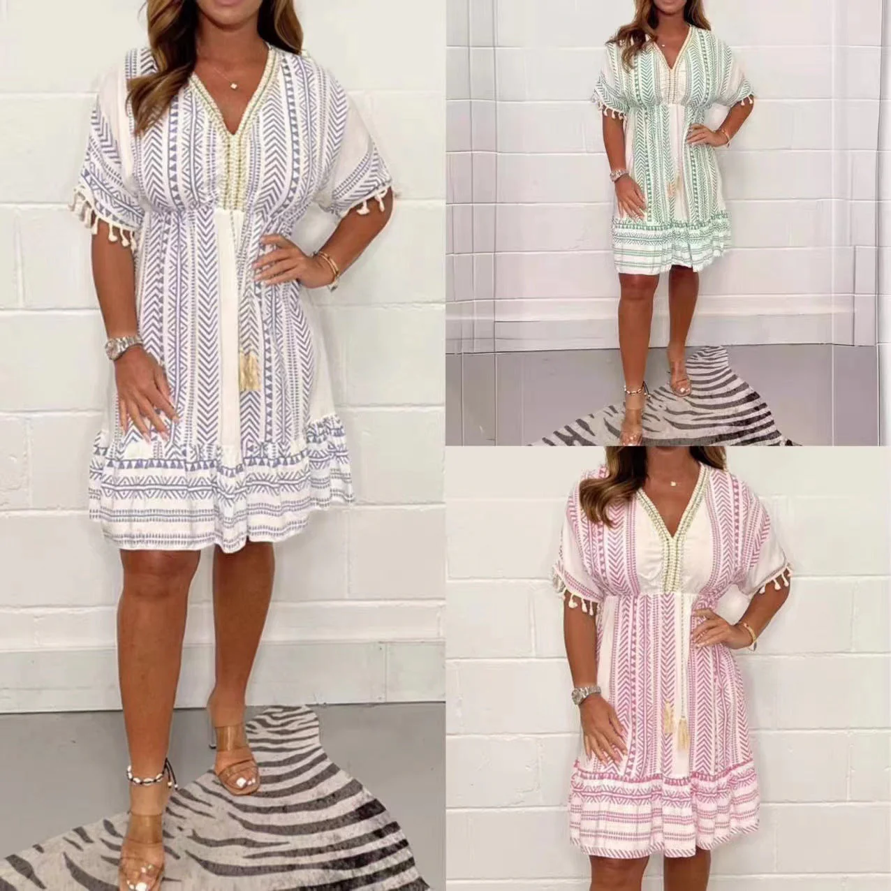 🔥Hot Sale🔥Ethnic Style Casual printed V-neck dress - Image 2