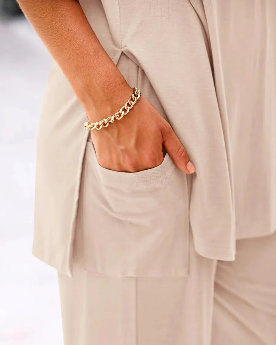 Casual 2-Piece Loose-Fit Short Sleeve Top & Wide-Leg Pants Set with Pockets - Image 9