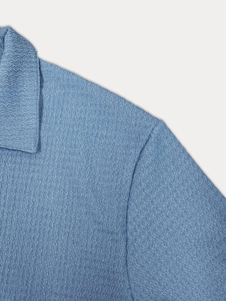 ✈️Buy two and get free shipping!✈️Casual Water Ripple Textured Shirt Set - Image 9