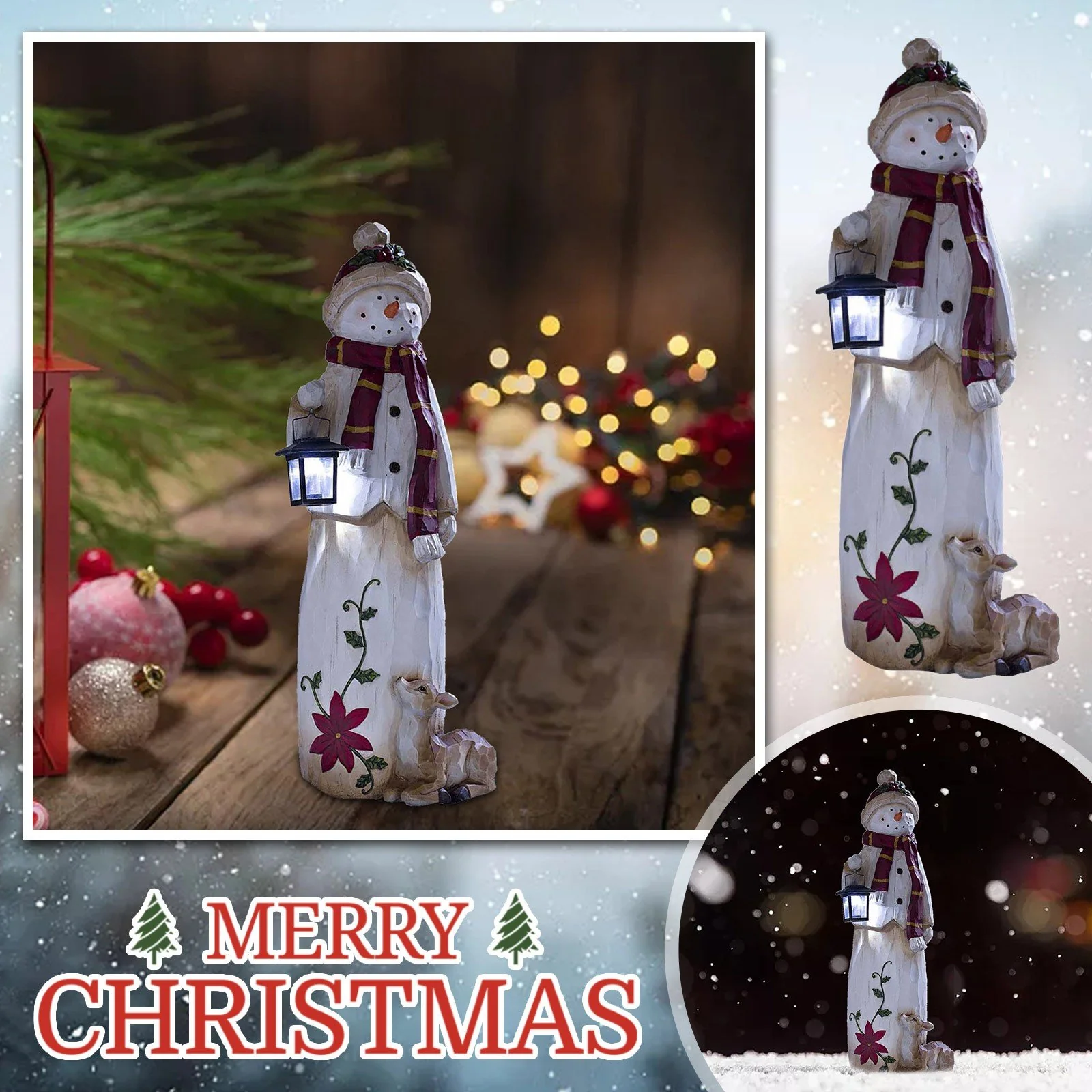 🔥49% OFF- Woodland Snowman Woodcarving - Bring solar lights! - Image 3