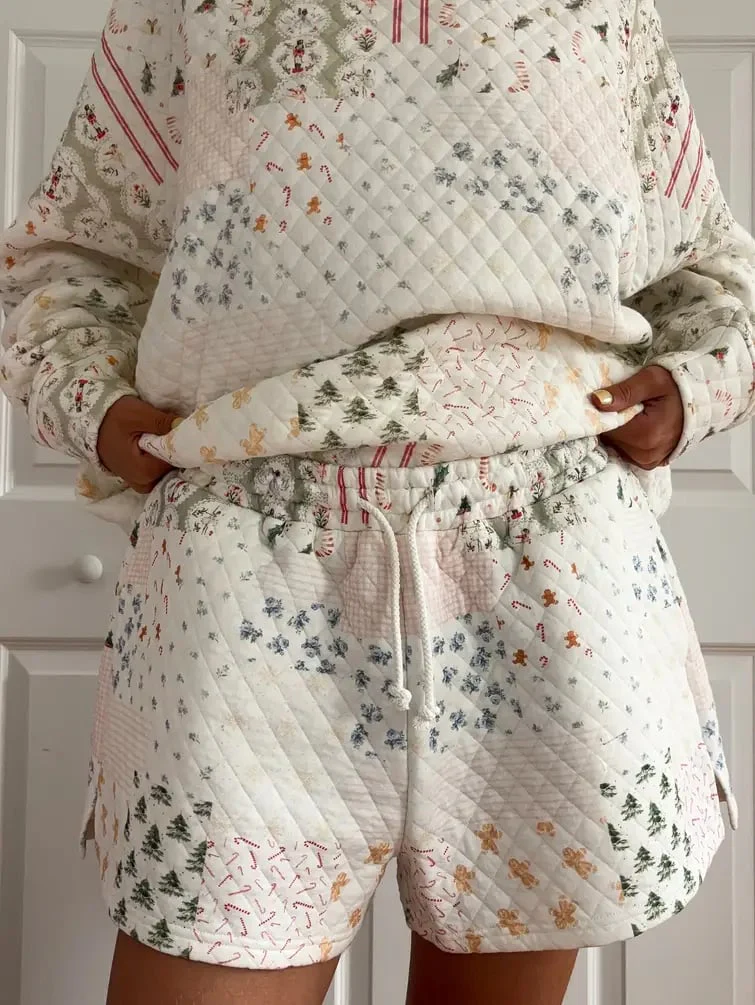 🎅Christmas Bestseller! ❄️🧣Christmas Holiday Quilted Mockneck Sweatshirt Set(✨Same as in the video) - Image 7