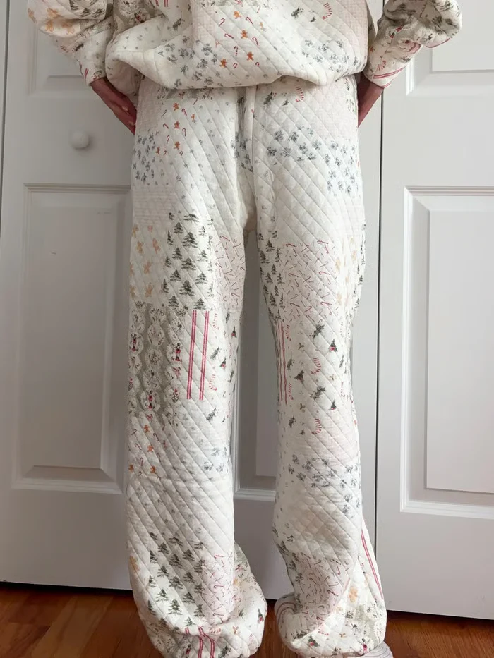🎅Christmas Bestseller! ❄️🧣Christmas Holiday Quilted Mockneck Sweatshirt Set(✨Same as in the video) - Image 8