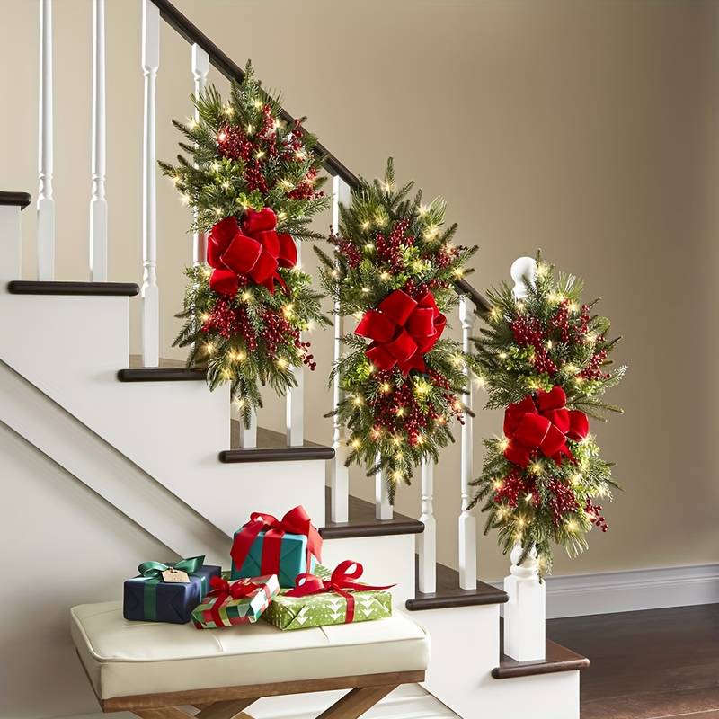 🌲Christmas Cordless Stairway Swag Teardrop Trim Wreath🎁 - Image 2