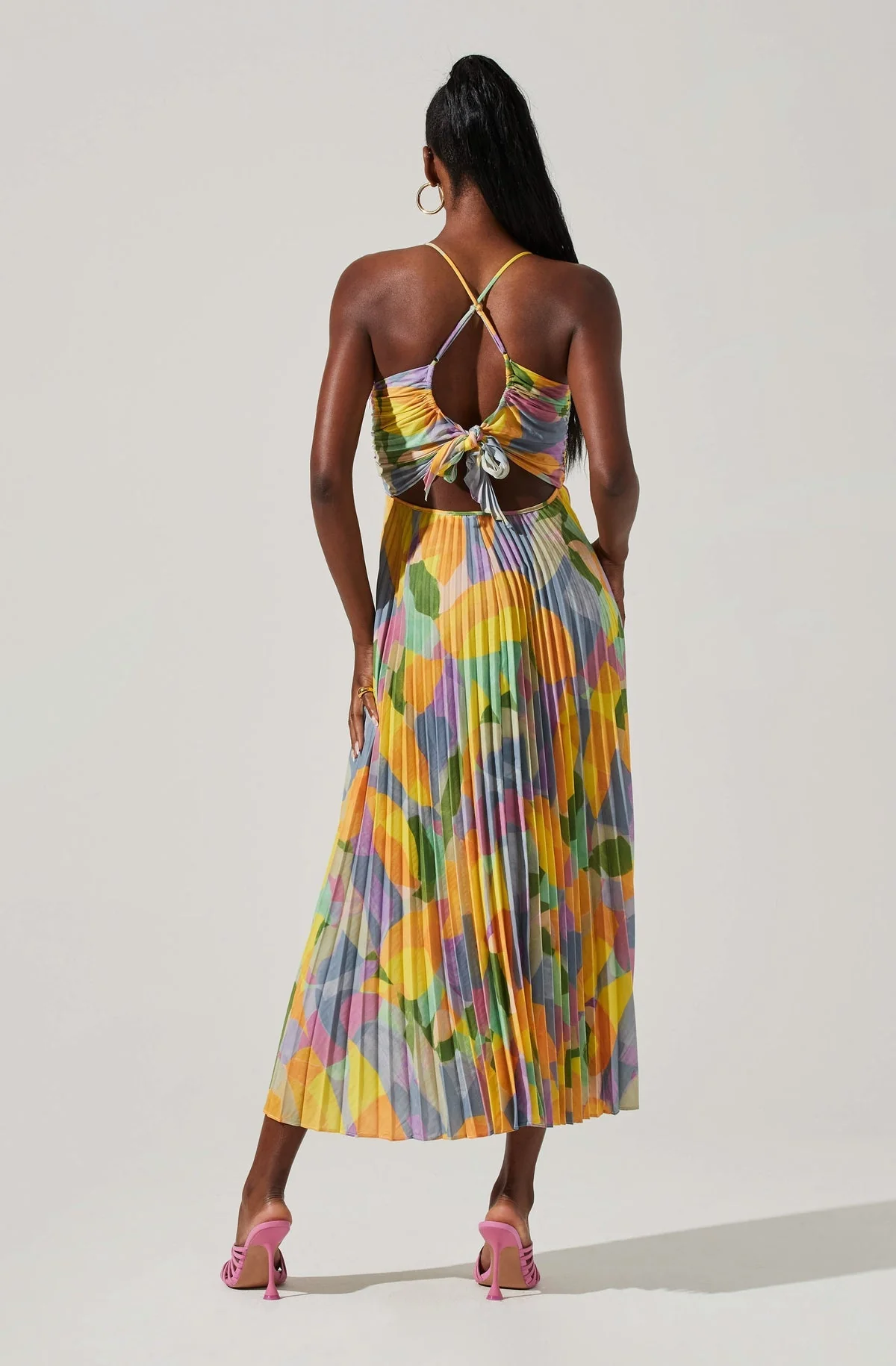 Casual Pleated Print Dress - Image 6