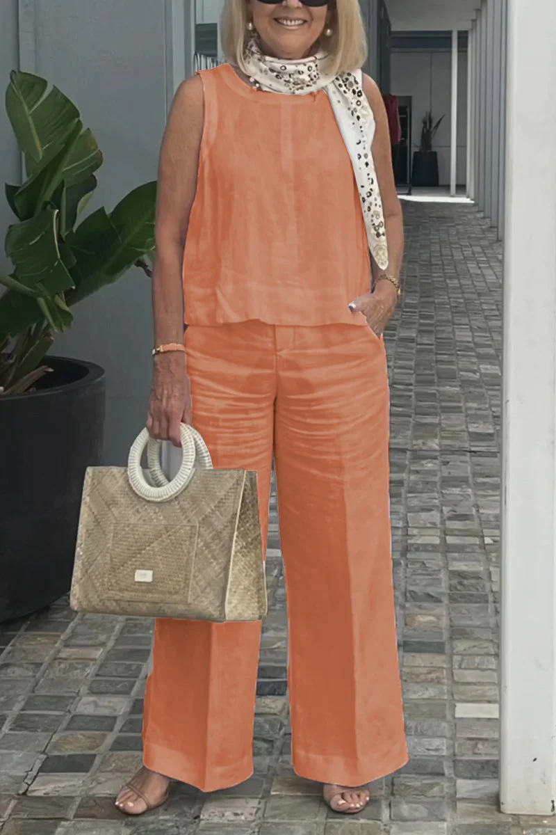Cotton and linen sleeveless suit - Image 10