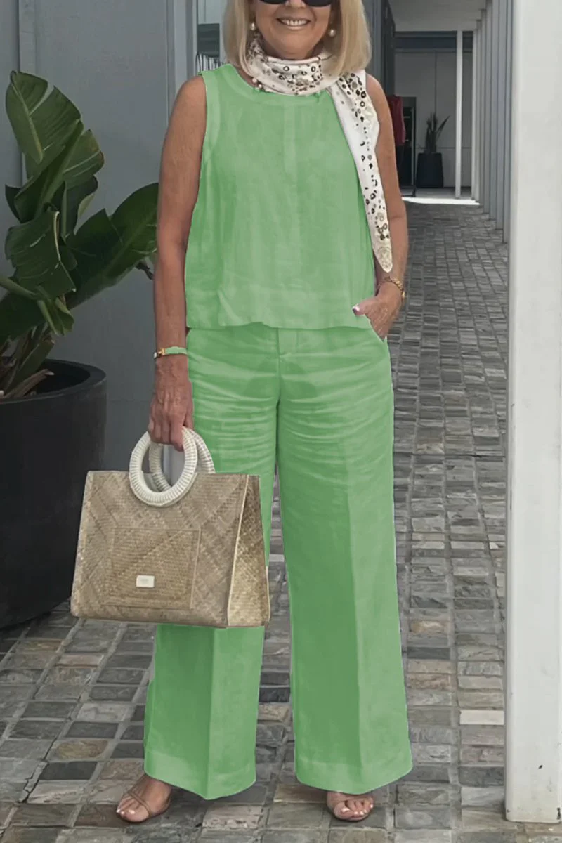 Cotton and linen sleeveless suit - Image 6