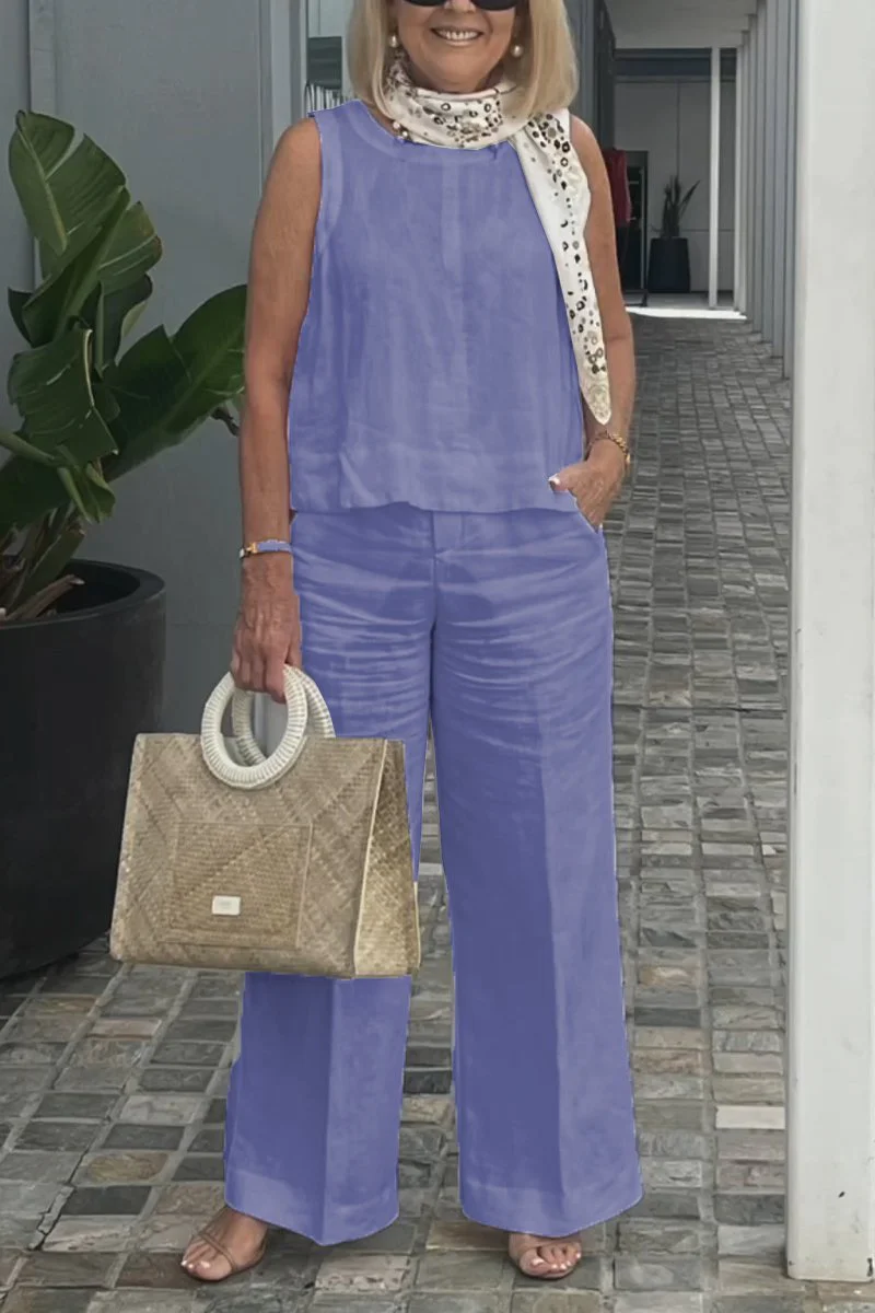 Cotton and linen sleeveless suit - Image 8