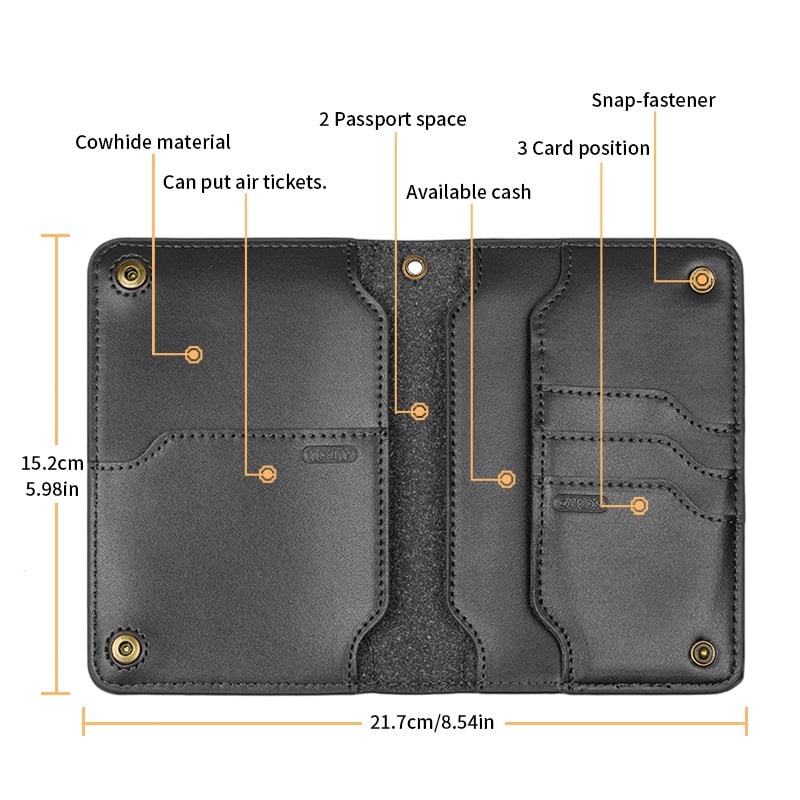 Cowhide multifunctional wallet passport bag travel ticket storage passport holder - Image 3