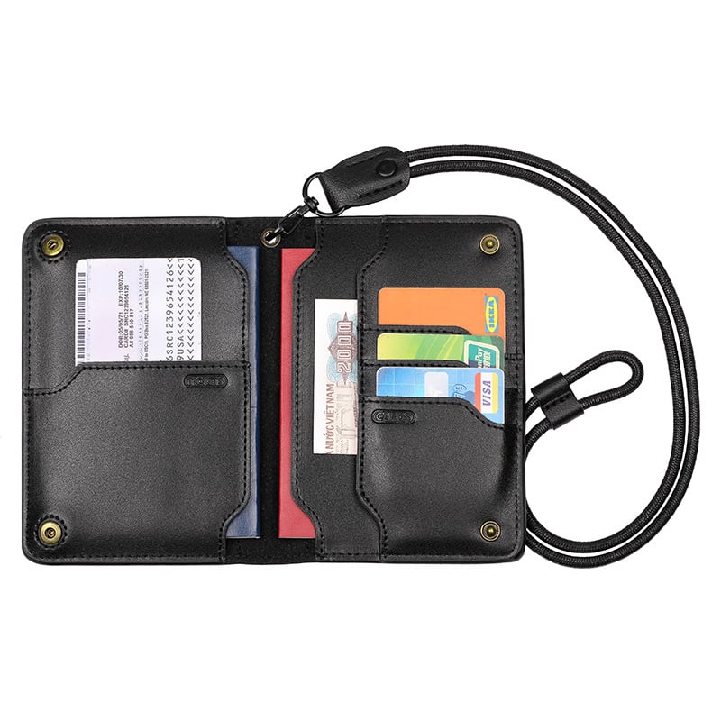 Cowhide multifunctional wallet passport bag travel ticket storage passport holder - Image 5