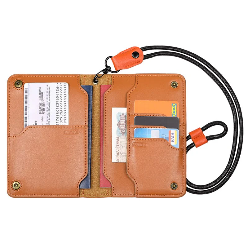 Cowhide multifunctional wallet passport bag travel ticket storage passport holder - Image 7