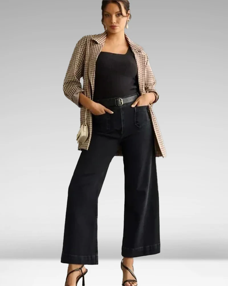 Cropped Wide-Leg Patch Pocket Jeans(Buy 2 Free Shipping) - Image 14
