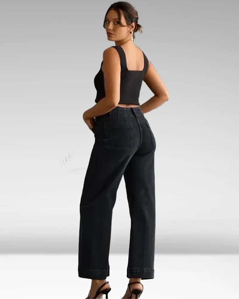 Cropped Wide-Leg Patch Pocket Jeans(Buy 2 Free Shipping) - Image 15