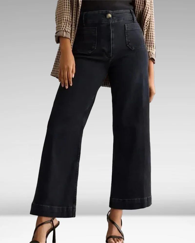 Cropped Wide-Leg Patch Pocket Jeans(Buy 2 Free Shipping) - Image 16