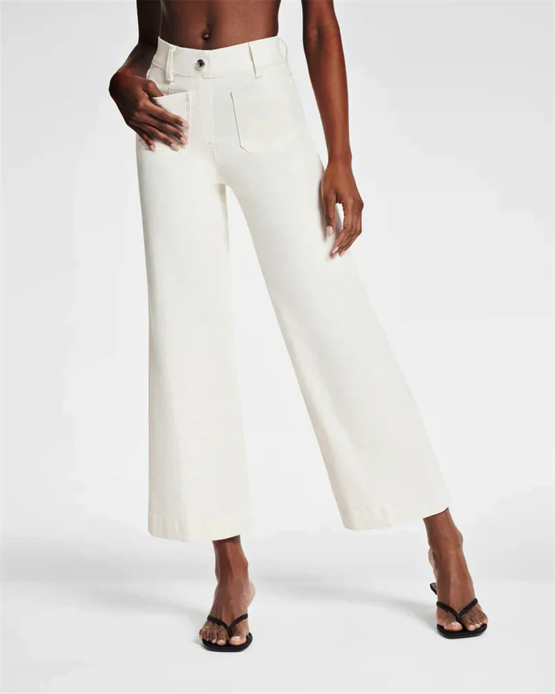 Cropped Wide-Leg Patch Pocket Jeans(Buy 2 Free Shipping) - Image 8