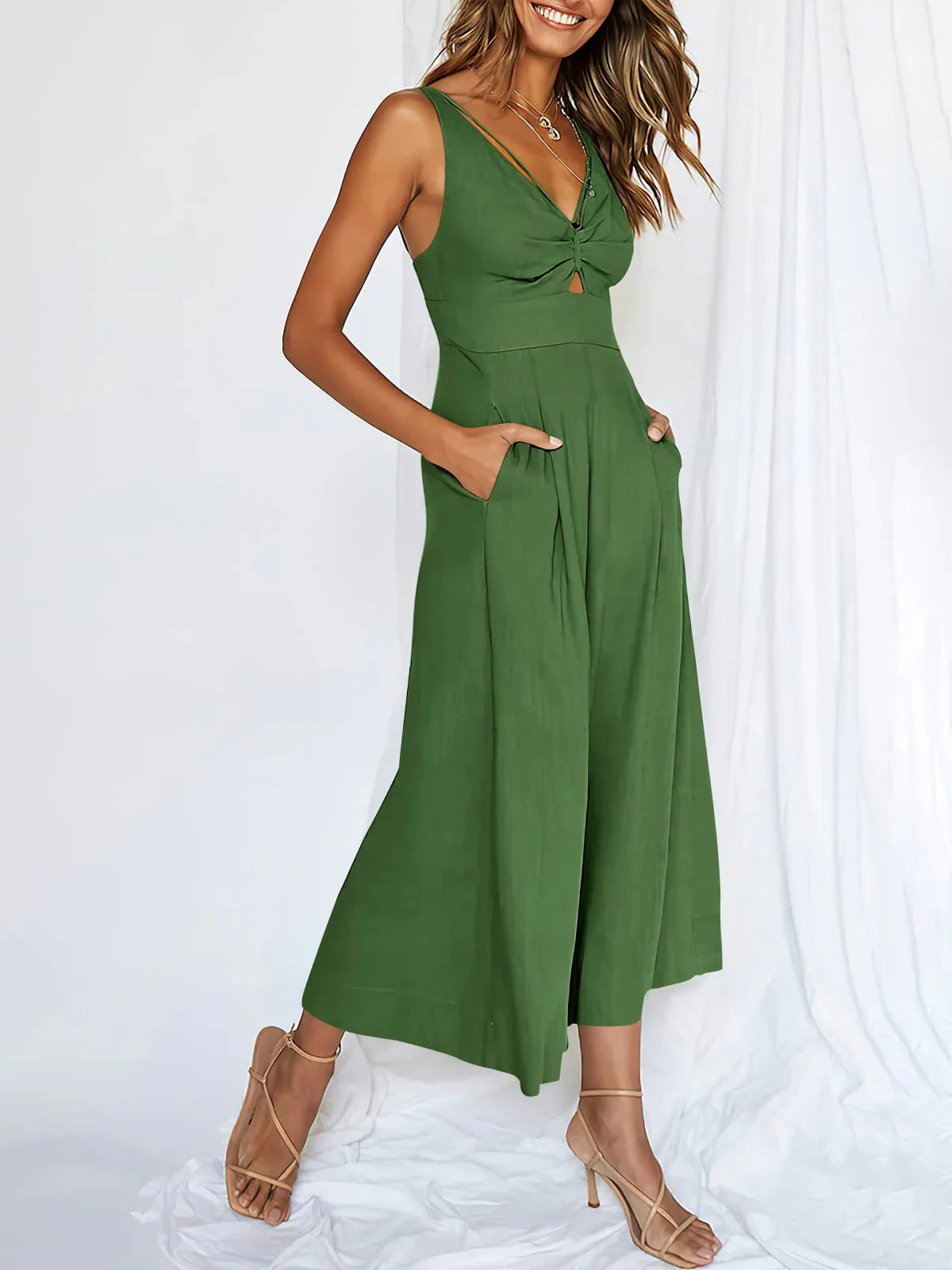 🔥Limited Time Hot Sale 🔥Hot Sales V Neck Cutout High-Waist Jumpsuits - Image 10