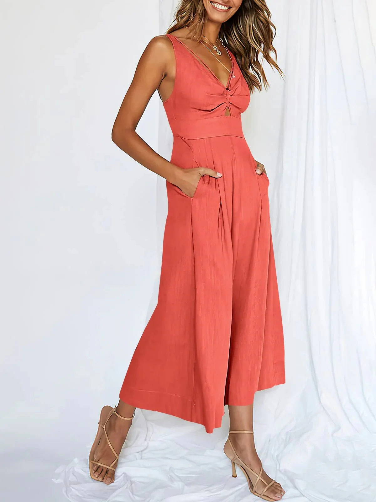 🔥Limited Time Hot Sale 🔥Hot Sales V Neck Cutout High-Waist Jumpsuits - Image 11