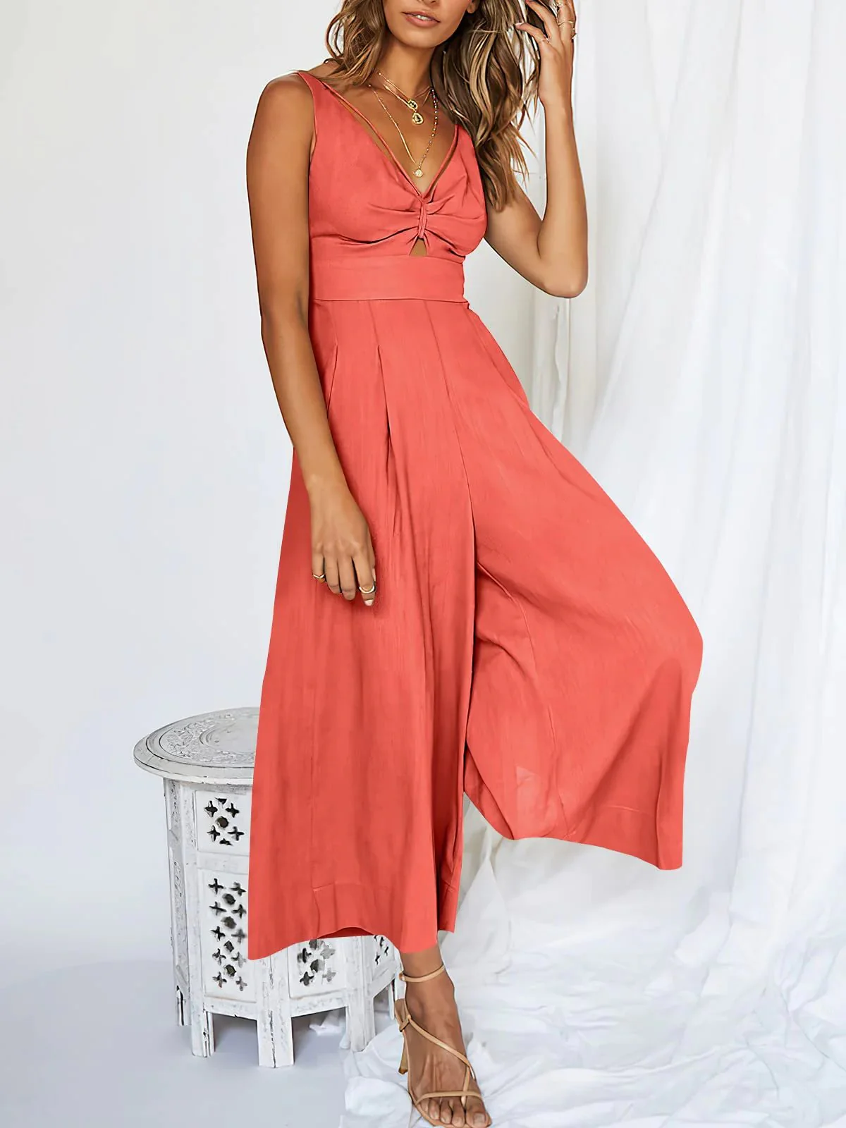 🔥Limited Time Hot Sale 🔥Hot Sales V Neck Cutout High-Waist Jumpsuits - Image 12