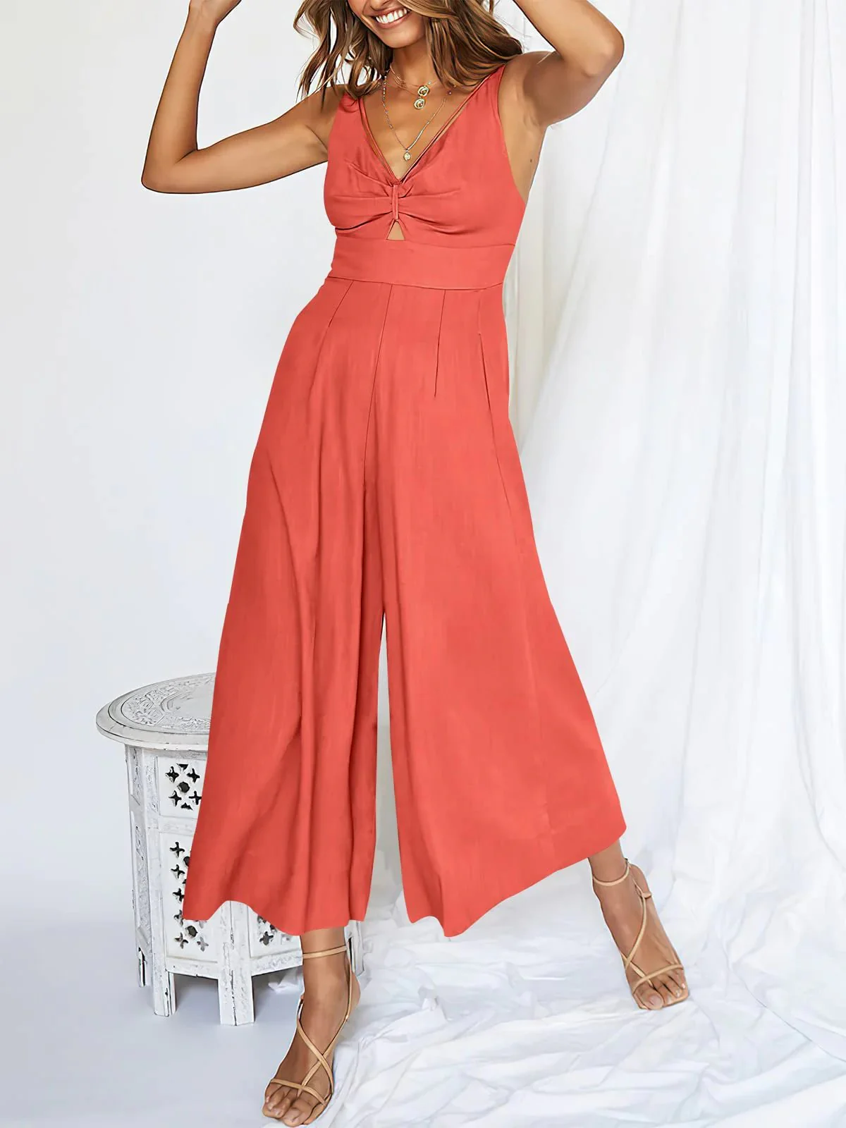 🔥Limited Time Hot Sale 🔥Hot Sales V Neck Cutout High-Waist Jumpsuits - Image 13
