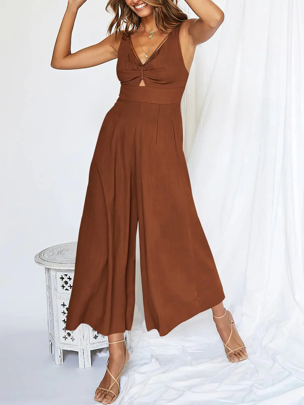 🔥Limited Time Hot Sale 🔥Hot Sales V Neck Cutout High-Waist Jumpsuits - Image 14