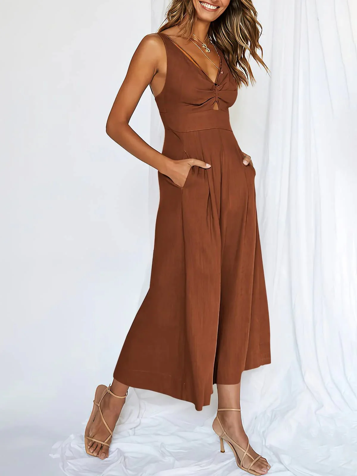 🔥Limited Time Hot Sale 🔥Hot Sales V Neck Cutout High-Waist Jumpsuits - Image 15