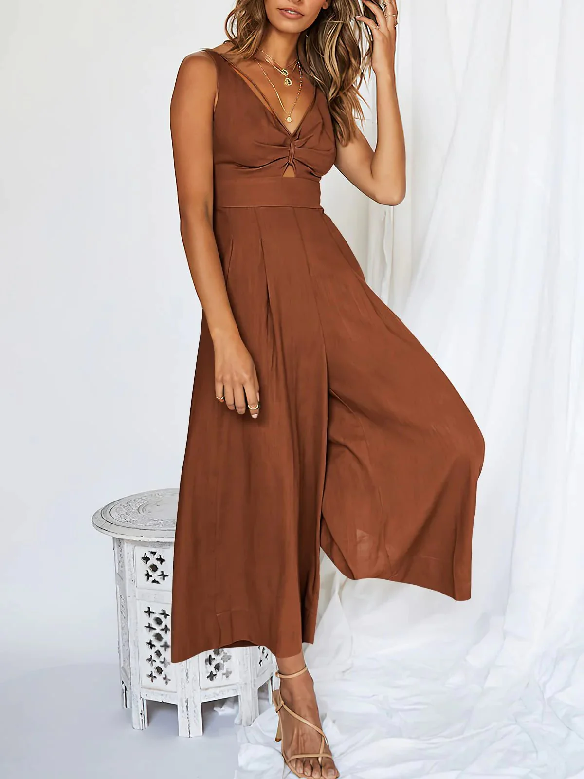 🔥Limited Time Hot Sale 🔥Hot Sales V Neck Cutout High-Waist Jumpsuits - Image 16