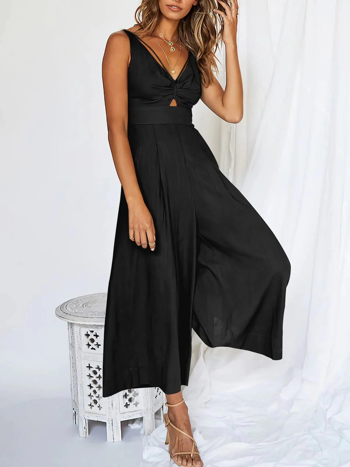 🔥Limited Time Hot Sale 🔥Hot Sales V Neck Cutout High-Waist Jumpsuits - Image 2