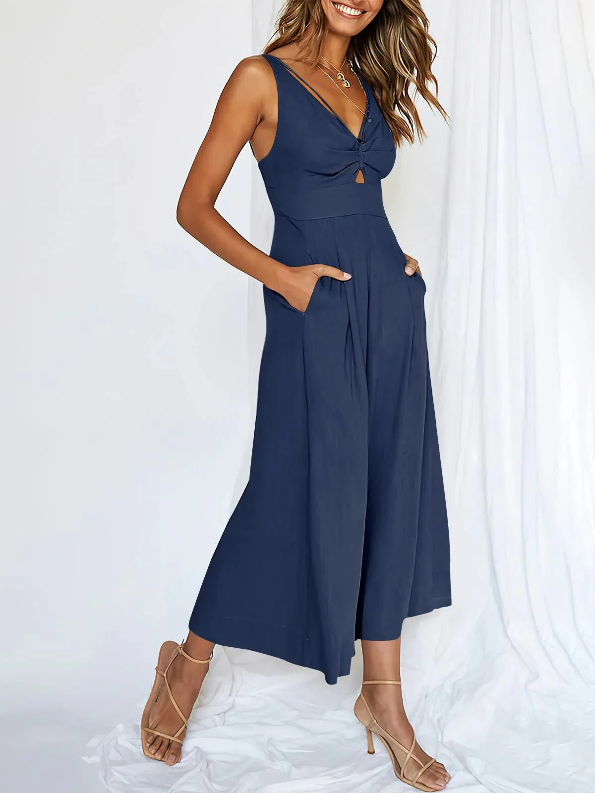 🔥Limited Time Hot Sale 🔥Hot Sales V Neck Cutout High-Waist Jumpsuits - Image 20