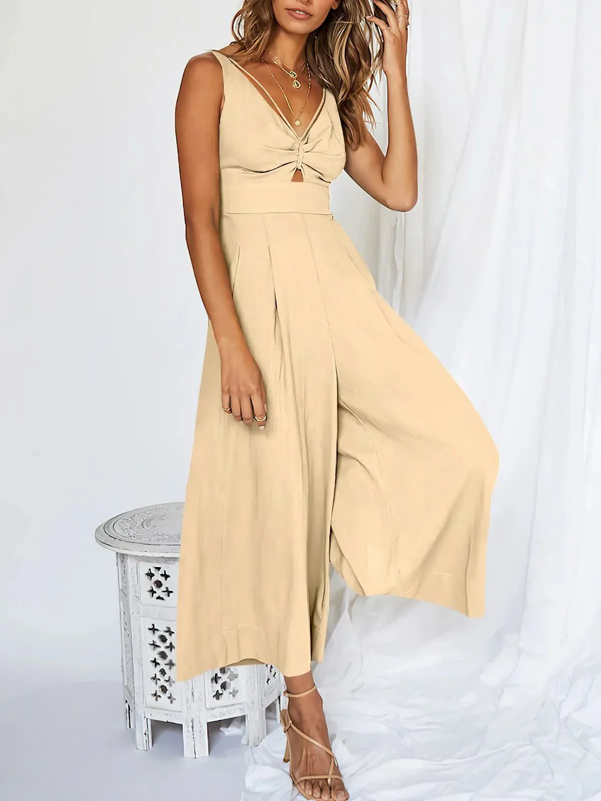 🔥Limited Time Hot Sale 🔥Hot Sales V Neck Cutout High-Waist Jumpsuits - Image 24