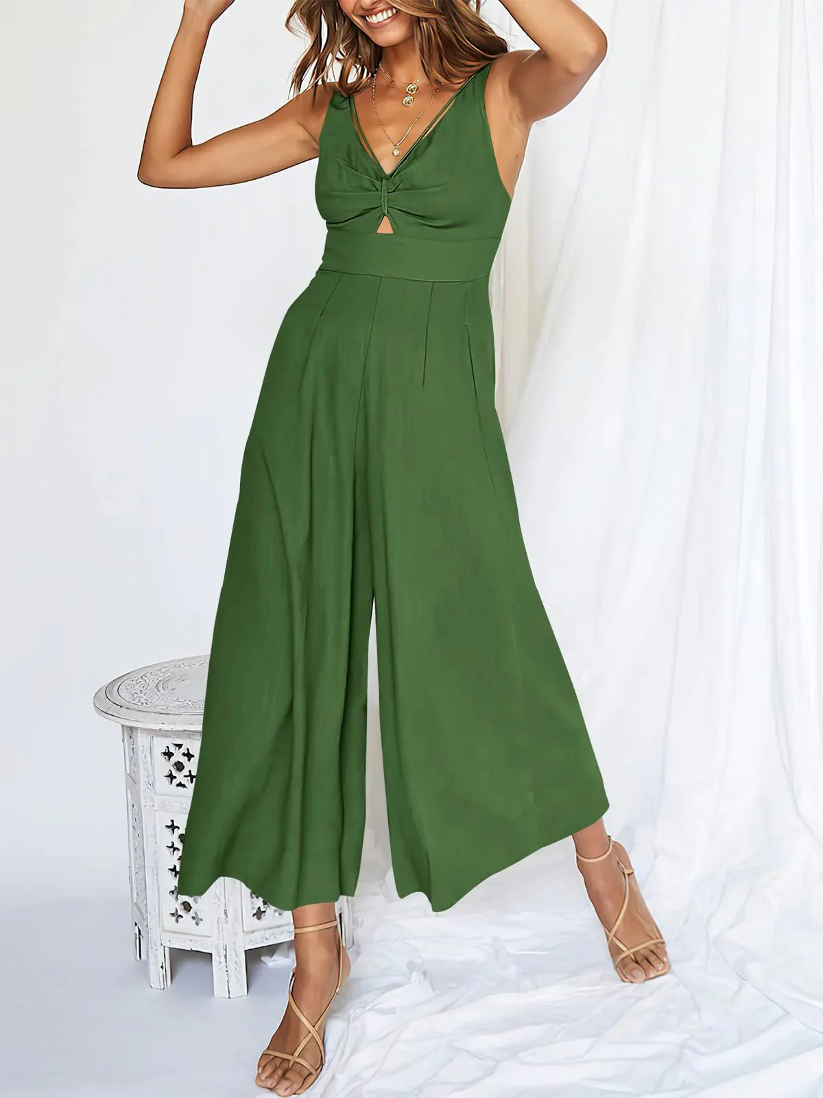 🔥Limited Time Hot Sale 🔥Hot Sales V Neck Cutout High-Waist Jumpsuits - Image 8