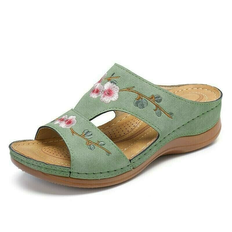 Flower Embroidered Vintage Comfy Wedges Sandals - Image 14