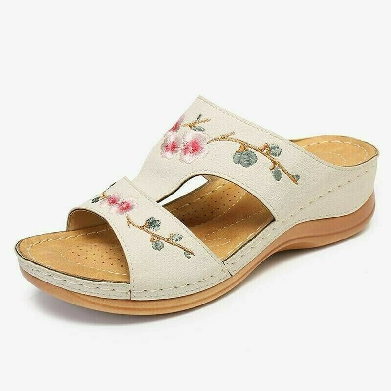 Flower Embroidered Vintage Comfy Wedges Sandals - Image 15