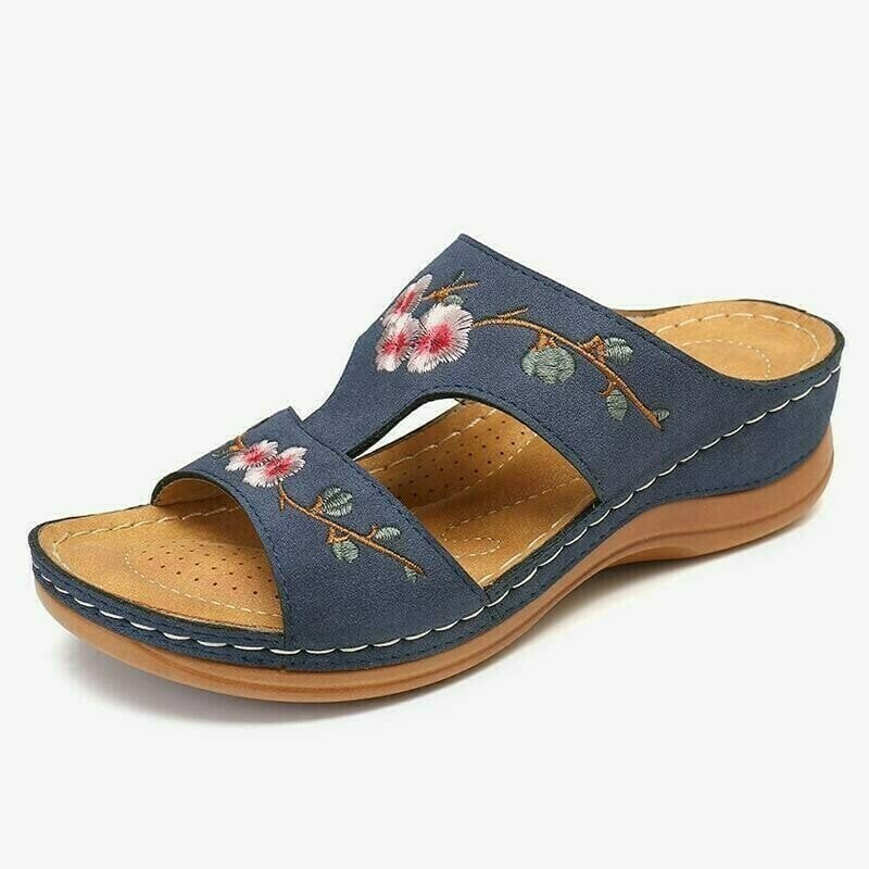 Flower Embroidered Vintage Comfy Wedges Sandals - Image 16