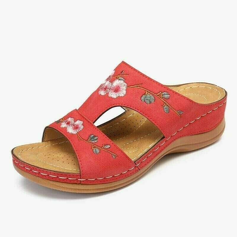 Flower Embroidered Vintage Comfy Wedges Sandals - Image 17