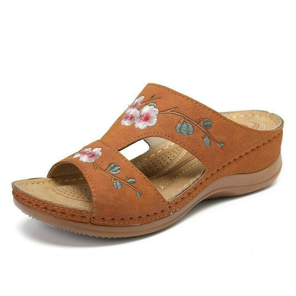 Flower Embroidered Vintage Comfy Wedges Sandals - Image 18