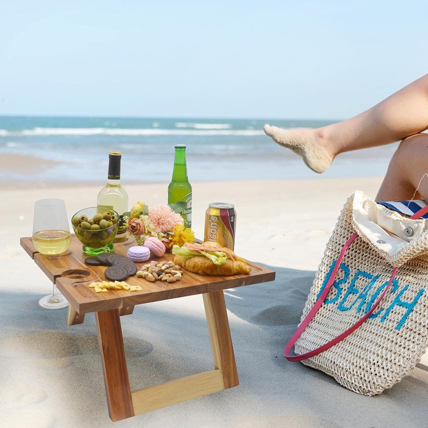 Deluxe Portable Picnic Wine Table - Image 2