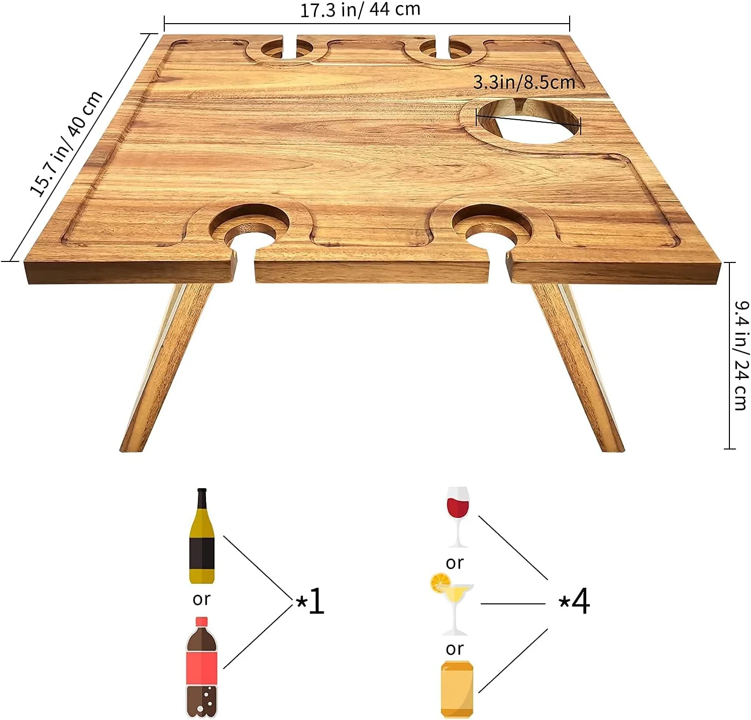 Deluxe Portable Picnic Wine Table - Image 7