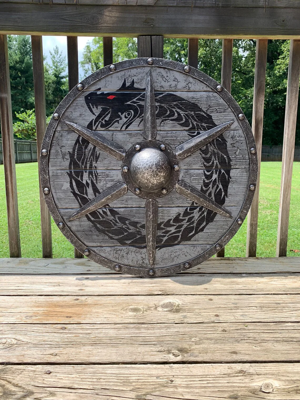 Eivor Valhalla Raven Battle Damaged Viking Wooden Shield 30CM - Image 12
