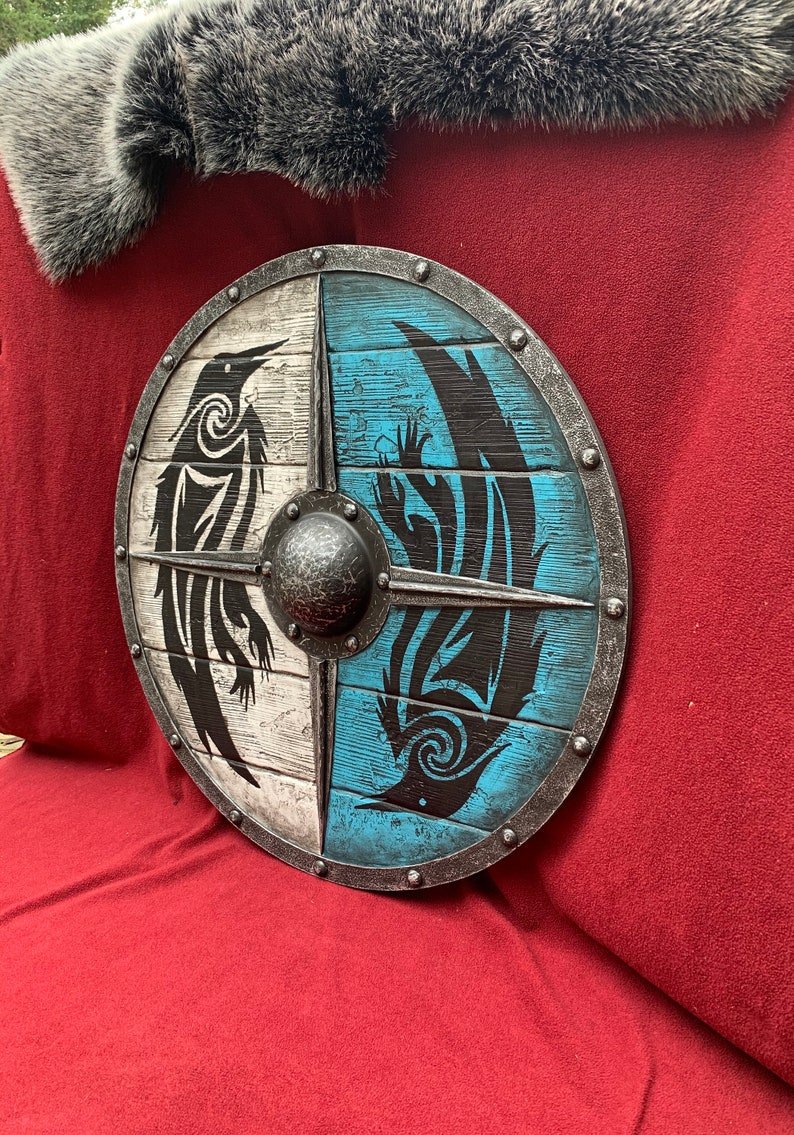 Eivor Valhalla Raven Battle Damaged Viking Wooden Shield 30CM - Image 5