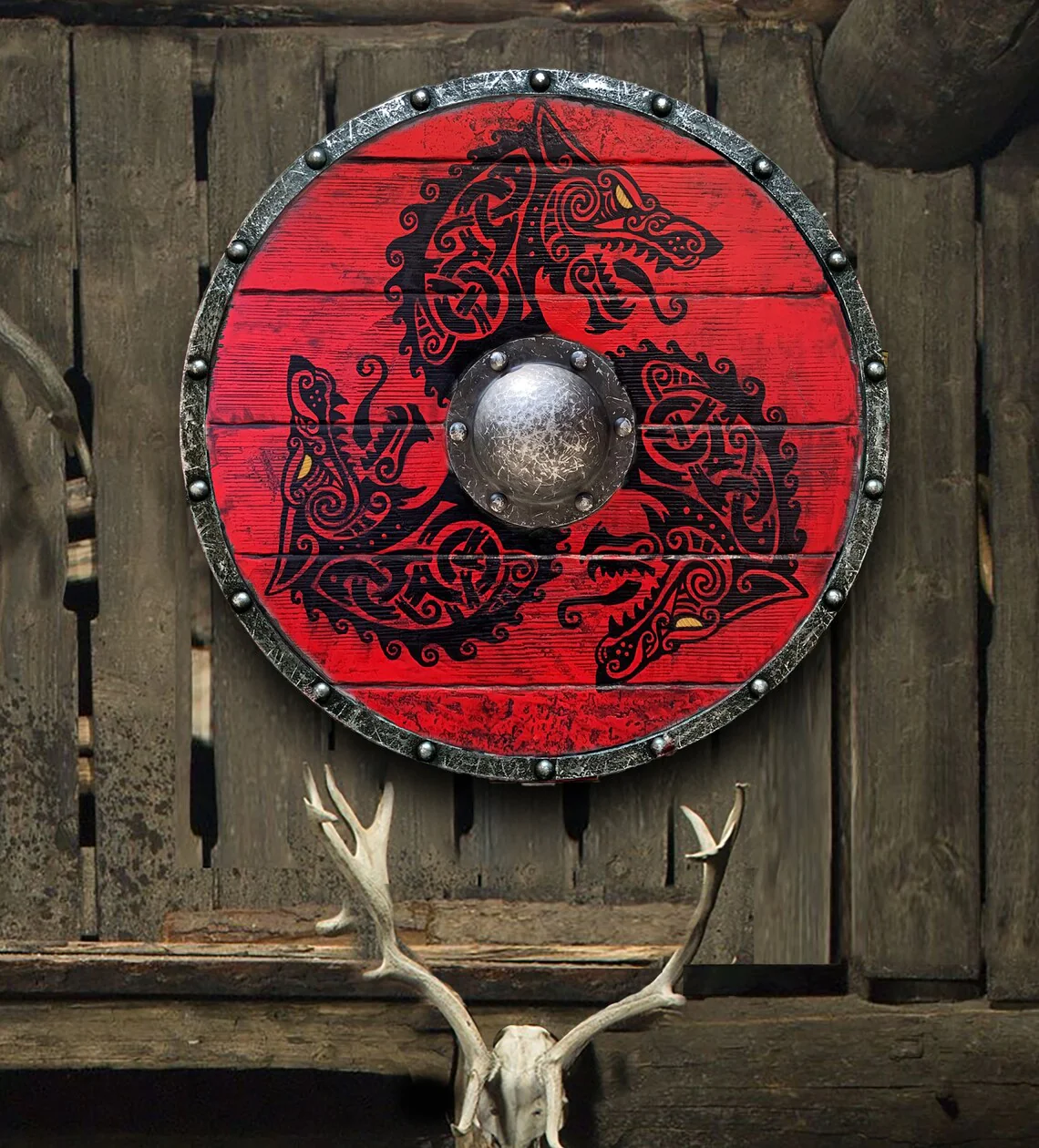 Eivor Valhalla Raven Battle Damaged Viking Wooden Shield 30CM - Image 8