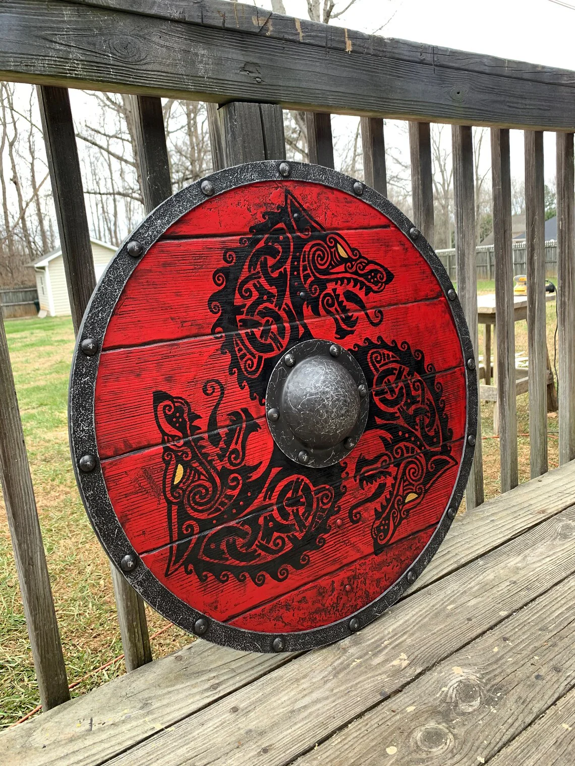 Eivor Valhalla Raven Battle Damaged Viking Wooden Shield 30CM - Image 9