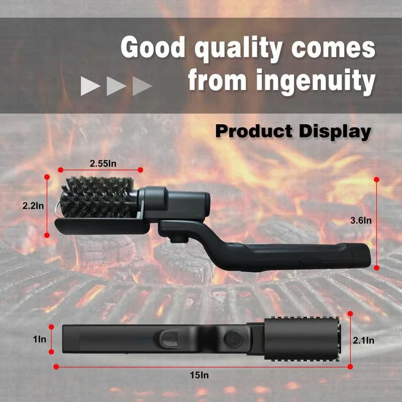🔥Electric BBQ Grill Brush Cordless and Rechargeable Stainless Steel Bristles,Two Cleaning Brushes,Adjustable Angle - Image 2