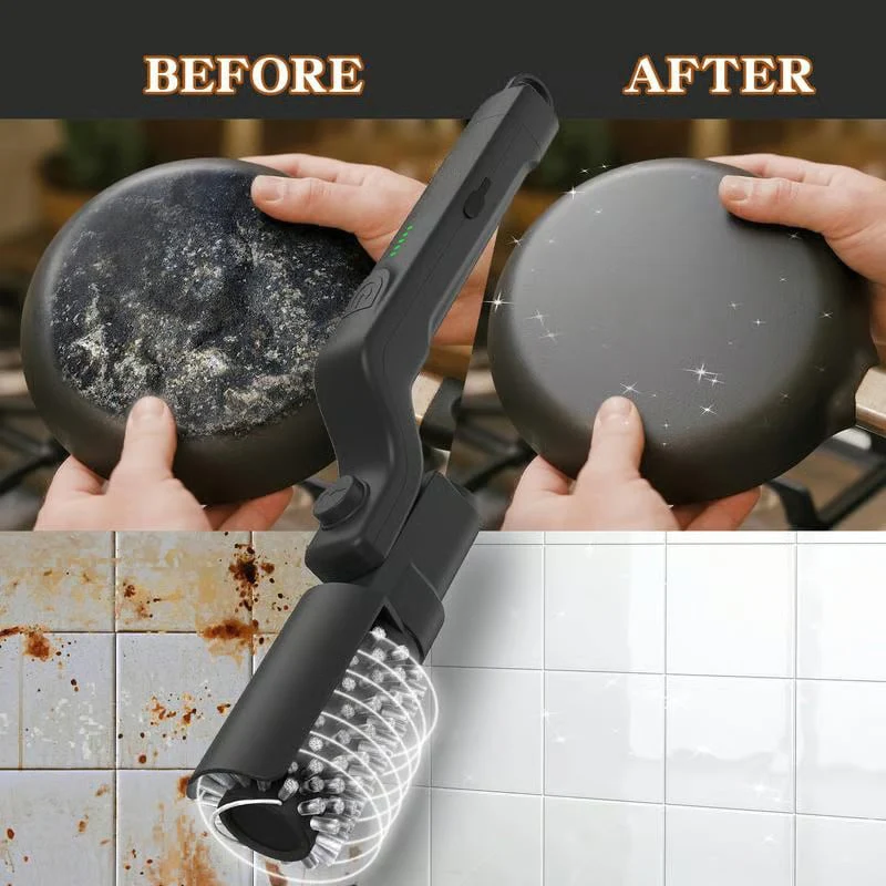 🔥Electric BBQ Grill Brush Cordless and Rechargeable Stainless Steel Bristles,Two Cleaning Brushes,Adjustable Angle - Image 5